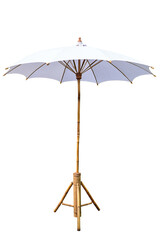 White beach umbrella.