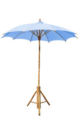 Blue beach umbrella.