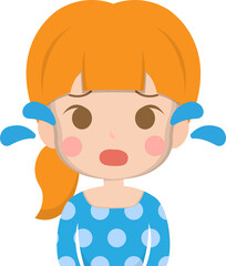Close up portrait of crying woman expressing sad emotion, vector illustration