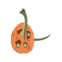 Walkeri extinct dino in egg shell, funny t-rex baby. Vector dinosaur in cracked egg-shell isolated cartoon animal. Prehistoric lizard animal cute personage