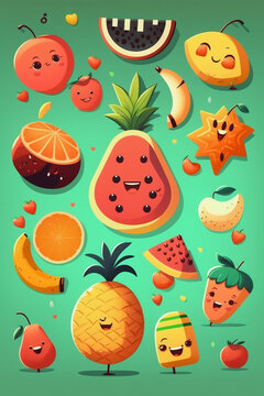 set of fruit and vegetables illustrations