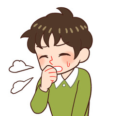 咳をする子供のイラスト
