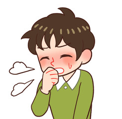 咳をする子供のイラスト
