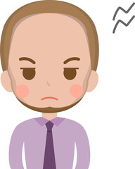 Close up portrait of angry disaffected male expressing anger emotion, vector illustration