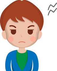 Close up portrait of angry disaffected male expressing anger emotion, vector illustration