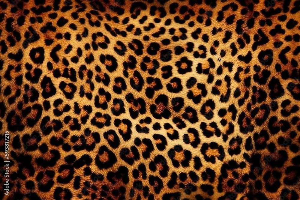 Poster detailed leopard print pattern in close-up. generative ai