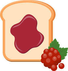 Raspberry jam and toast illustration icon