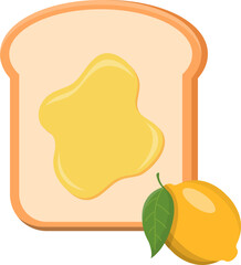 Lemon flavored jam and toast illustration icon