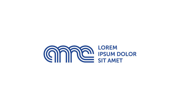 monogram logo initial letter amc with blue outline style