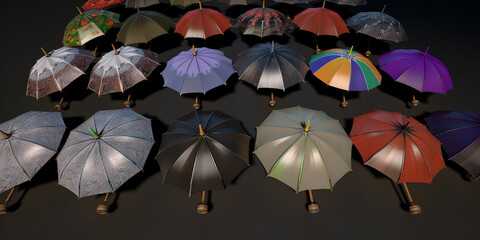 Obraz premium colorful umbrella in the rain