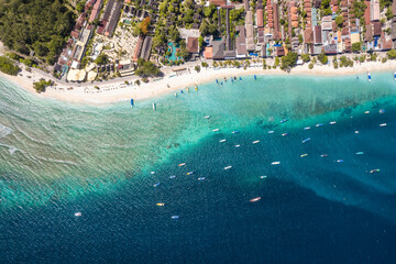 Fototapeta na wymiar Aerial of Gili Trawangan beach in Lombok, Indonesia