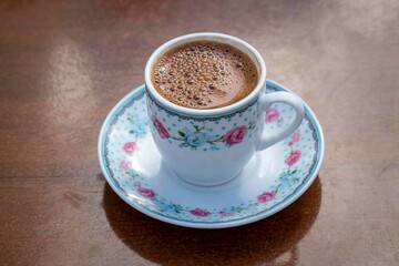 Traditional delicious Turkish coffee. Food concept photo.