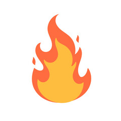 Cartoon fire effect. A yellow bonfire burns to heat.