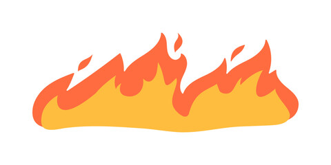 Cartoon fire effect. A yellow bonfire burns to heat.