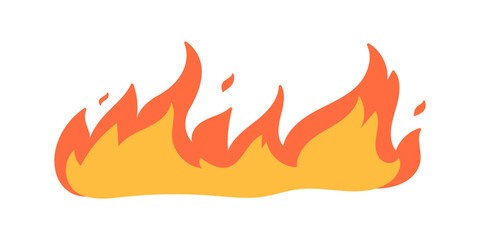 Cartoon fire effect. A yellow bonfire burns to heat.