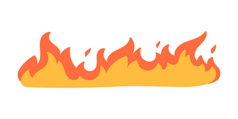 Cartoon fire effect. A yellow bonfire burns to heat.