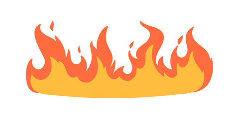 Cartoon fire effect. A yellow bonfire burns to heat.