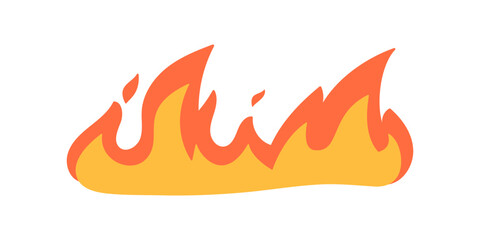 Cartoon fire effect. A yellow bonfire burns to heat.