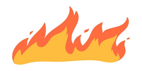 Cartoon fire effect. A yellow bonfire burns to heat.