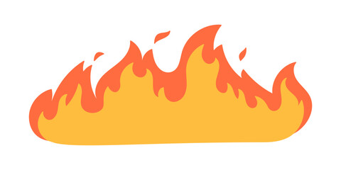 Cartoon fire effect. A yellow bonfire burns to heat.