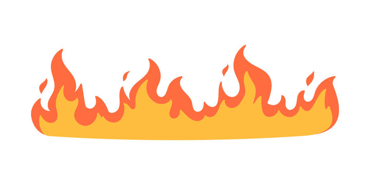 Cartoon fire effect. A yellow bonfire burns to heat.