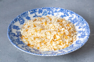 Traditional delicious Turkish food; Turkish style rice pilaf (Turkish name; Arpa sehriyeli pirinc pilavi)
