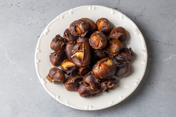 Chestnut kebab on the grill