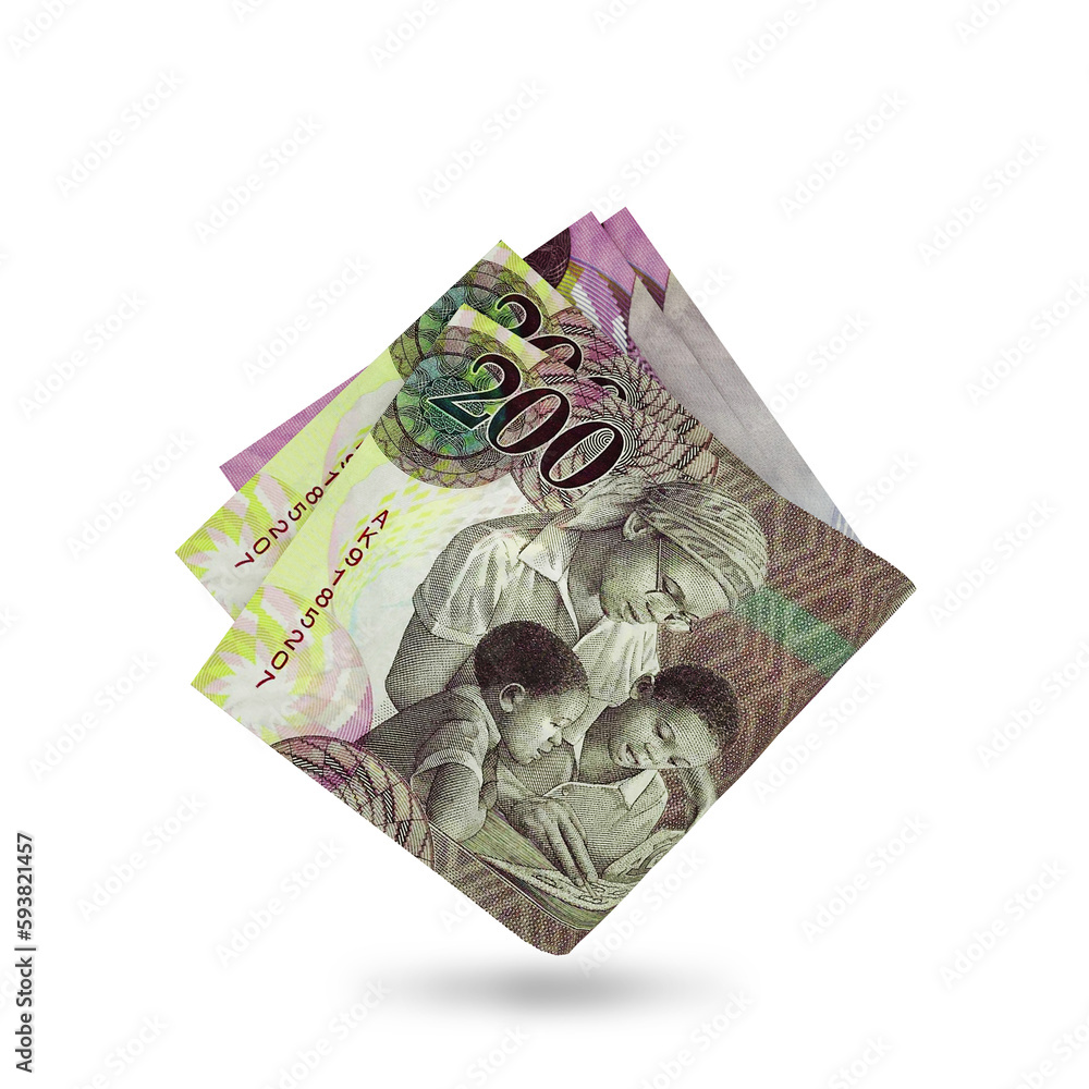 Poster 3d rendering of folded botswanan pula notes isolated on white background.