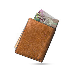 3d rendering of Folded Botswanan Pula notes isolated on transparent background.