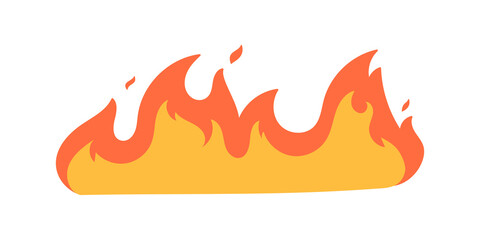 Cartoon fire effect. A yellow bonfire burns to heat.