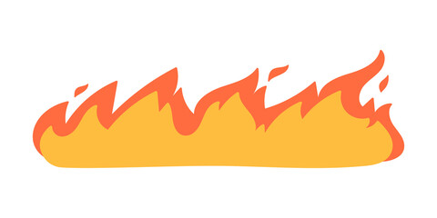 Cartoon fire effect. A yellow bonfire burns to heat.