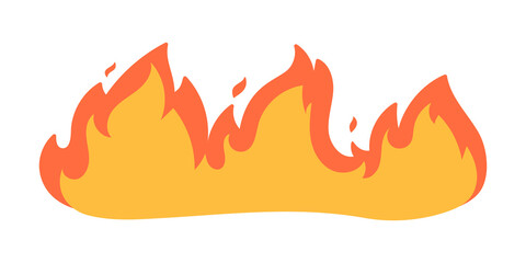 Cartoon fire effect. A yellow bonfire burns to heat.