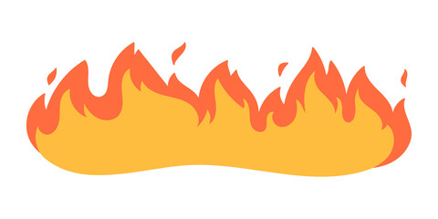 Cartoon fire effect. A yellow bonfire burns to heat.