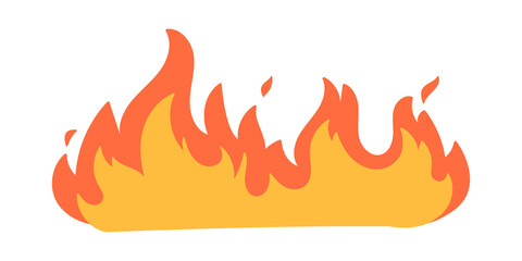 Cartoon fire effect. A yellow bonfire burns to heat.