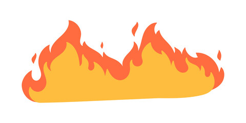 Cartoon fire effect. A yellow bonfire burns to heat.
