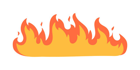 Cartoon fire effect. A yellow bonfire burns to heat.