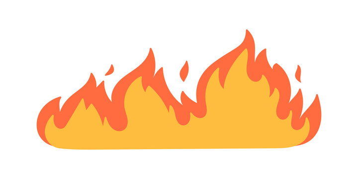 Cartoon fire effect. A yellow bonfire burns to heat.