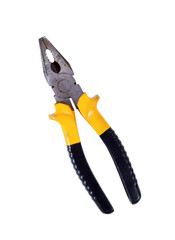 Pliers Isolated on White Background. Metal Steel Equioment for Bending, Cut, Constraction and Maintenance. File with Clipping Path.