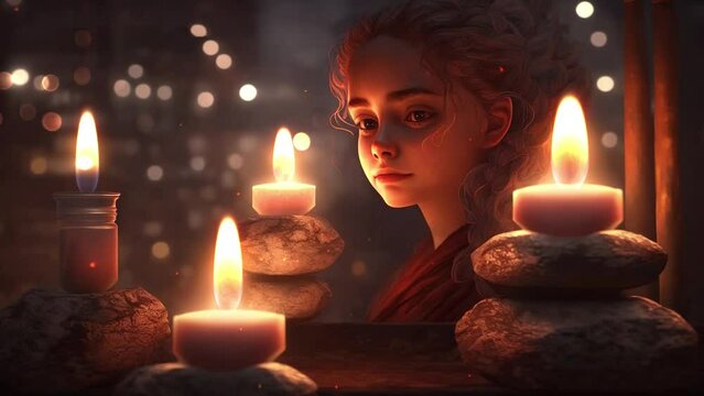 Girl Chill, Anime Girl, A Cute And Very Tired Girl Drawn In Anime Style, She Is A Poet, Clean Looped 2D Animation