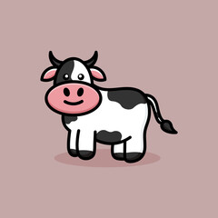 Cute Stand Cow Logo Design