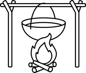 Boiling Food Kitchen Camp Element Line Style