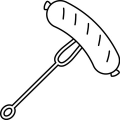 Grilled Sausages BBQ Grill Element Line Style