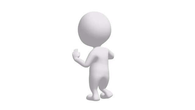 White 3d man dancing. Mascot having fun. Silly dance endless loop. 4K FullHD and HD render footage animation