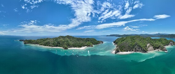 Isla Tortuga is a small uninhabited island off the coast of Costa Rica, known for its white sandy beaches, crystal clear waters, and snorkeling opportunities.