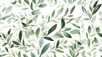 Watercolor seeded eucalyptus seamless pattern. Watercolor floral frame or border with green leaves and branches, for wedding stationary, greetings, wallpapers, fashion, background. Generative Ai