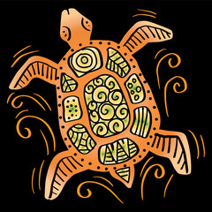 Hand drawn doodle cute turtle