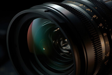 Close Up of a Photographic Lens on Black Backgroun