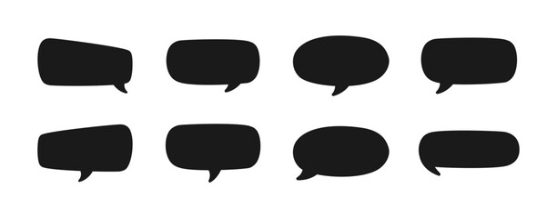 Speech bubble silhouette set. Comic speech bubble icons. Simple Flat Vector illustration