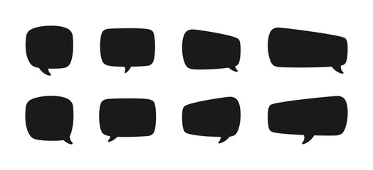 Speech bubble silhouette set. Comic speech bubble icons. Simple Flat Vector illustration