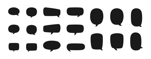 Speech bubble silhouette set. Comic speech bubble icons. Simple Flat Vector illustration